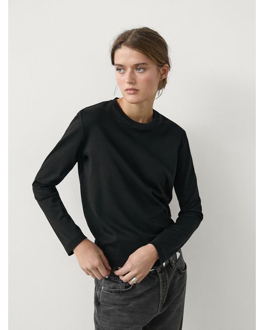 Maglietta A Maniche Lunghe di MASSIMO DUTTI in Black