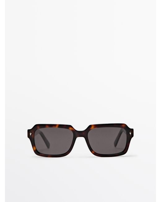 MASSIMO DUTTI Brown Rectangular Sunglasses for men