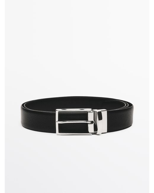 MASSIMO DUTTI Black Reversible Nappa Leather Belt for men