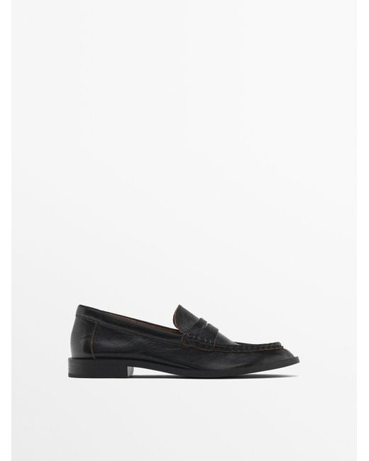 MASSIMO DUTTI White Soft Penny Loafers