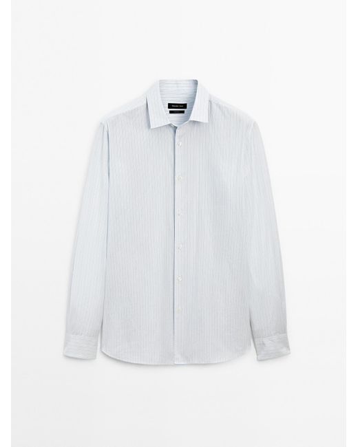 MASSIMO DUTTI Regular Fit Gestreept Overhemd in het White voor heren