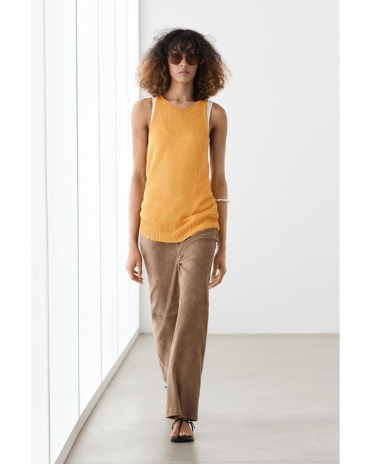 MASSIMO DUTTI Yellow Sleeveless Knit Halter Top