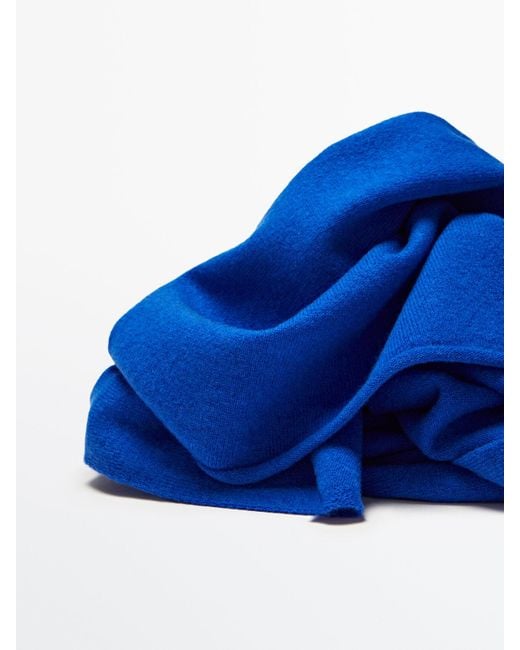 MASSIMO DUTTI Fine Knit Wool And Cashmere Scarf in Blue | Lyst