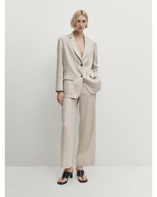 MASSIMO DUTTI Natural Oversize Suit Blazer