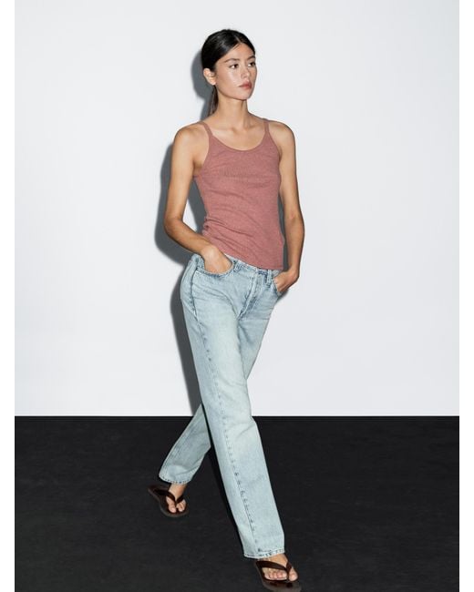 Top Con Spalline Mélange 100% Cotone di MASSIMO DUTTI in White