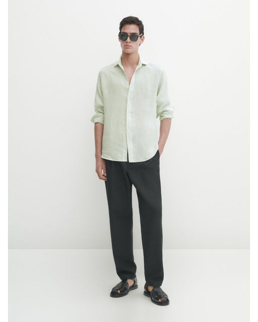 Camisa Lino Ligera Regular Fit MASSIMO DUTTI de hombre de color Blanco Lyst