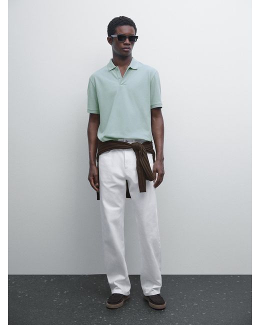 Polo Micro Estructura Piqué Algodón MASSIMO DUTTI de hombre de color Gray