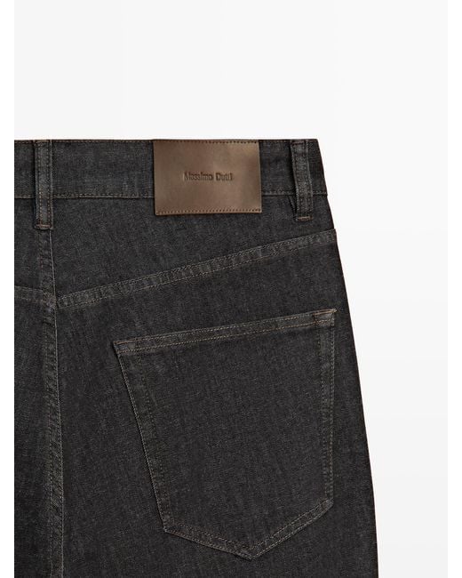 MASSIMO DUTTI Black Lightweight Tapered-Fit Denim-Effect Pants for men