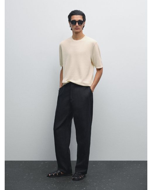 Maglia A Maniche Corte 100% Cotone di MASSIMO DUTTI in White da Uomo