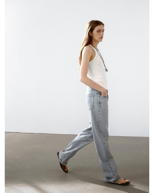 MASSIMO DUTTI White 100% Cotton Halter Top