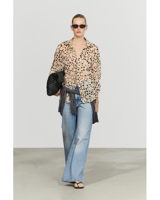 MASSIMO DUTTI Blue Animal Print Flowing Shirt