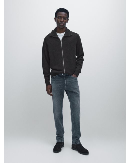 Cárdigan Punto Cuello Alto Mezcla Lana MASSIMO DUTTI de hombre de color Blue