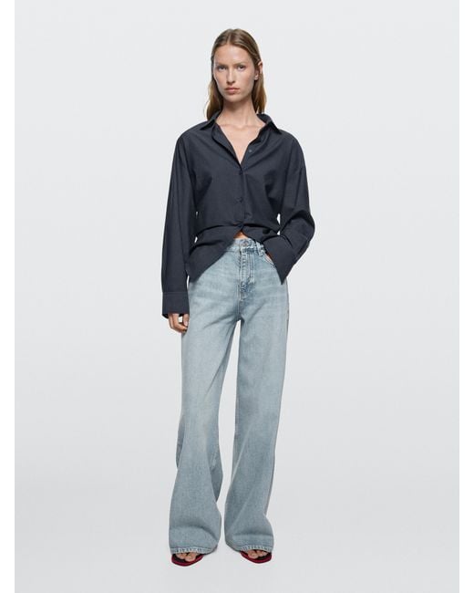 MASSIMO DUTTI Blue Wide-Leg Jeans