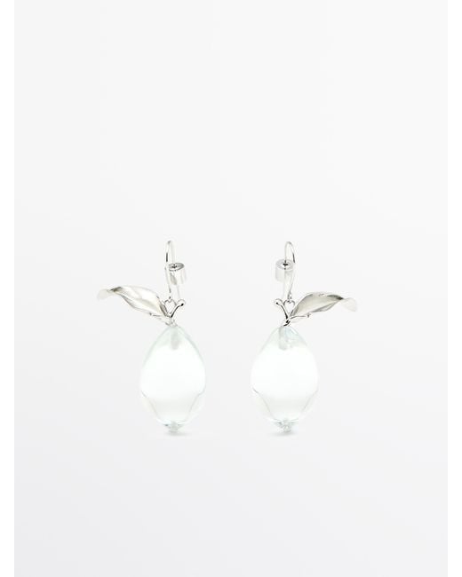 MASSIMO DUTTI Natural Mini Glass Lemon Earrings