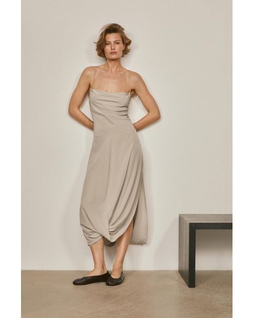 MASSIMO DUTTI Natural 100% Silk Slip Dress
