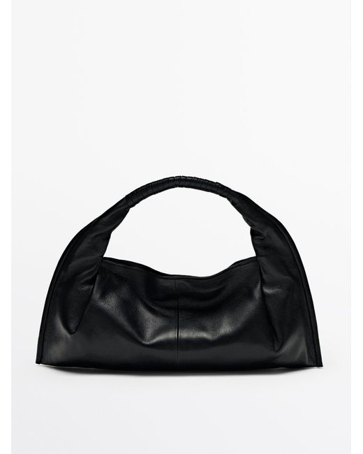 MASSIMO DUTTI Nappaleren Handtas in het Black