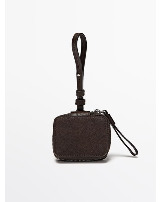MASSIMO DUTTI Brown Airpods Leather Case for men