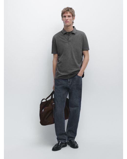 MASSIMO DUTTI Multicolor Short-Sleeved Cotton Polo Shirt for men