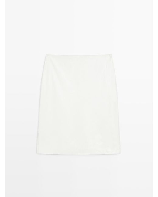 MASSIMO DUTTI Nappaleren Halflange Rok in het White