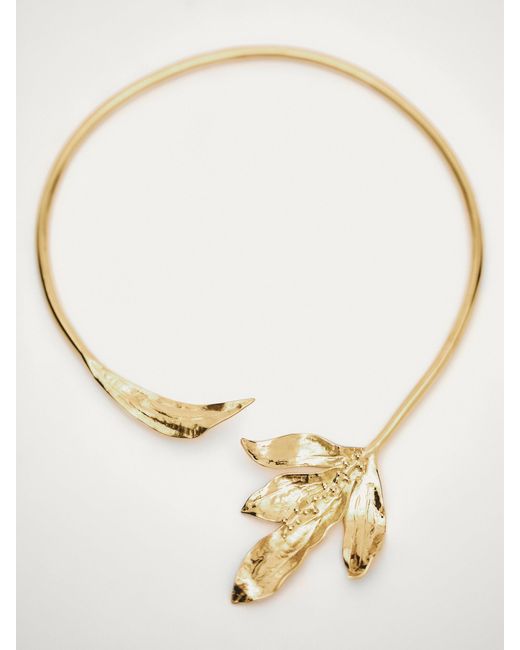 MASSIMO DUTTI Metallic Choker Necklace With Flower Detail
