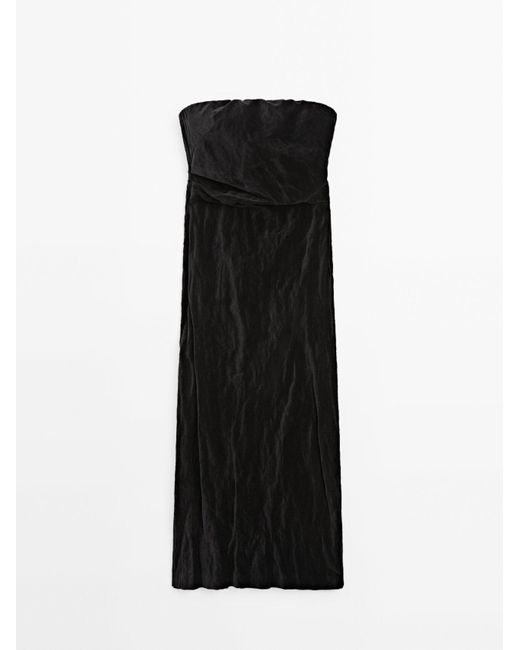 MASSIMO DUTTI Natural Strapless Dress