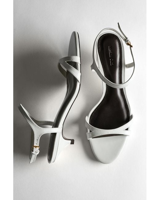 MASSIMO DUTTI White Leather Low-Heel Sandals