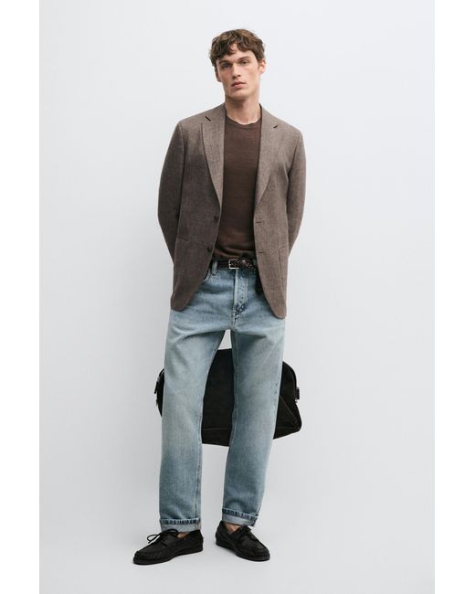 MASSIMO DUTTI Multicolor Tailored Marled Linen Blazer for men