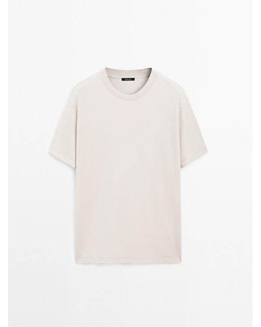 MASSIMO DUTTI 100% Katoenen T-Shirt Van Middelgroot Gewicht in het White voor heren
