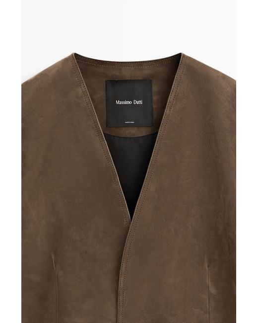 MASSIMO DUTTI Brown Suede Leather Blazer