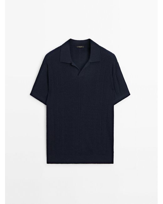 MASSIMO DUTTI Tricot Polo Met Korte Mouw in het Blauw voor heren Lyst NL