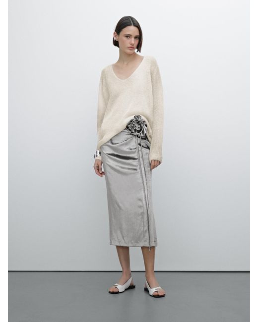 MASSIMO DUTTI White Strickpullover Mit Tie-Dye-Print – Studio
