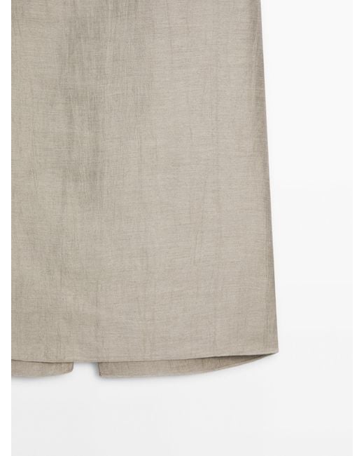 MASSIMO DUTTI Natural Creased-Effect Camisole Satin Midi Skirt