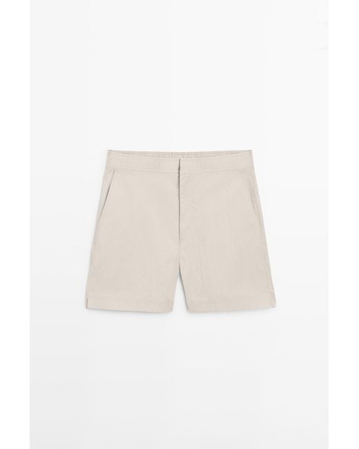 MASSIMO DUTTI Natural Plain Swimming Trunks With Waist Detail for men