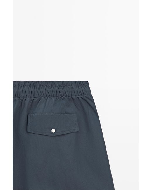 MASSIMO DUTTI Blue Plain Swim Trunks for men
