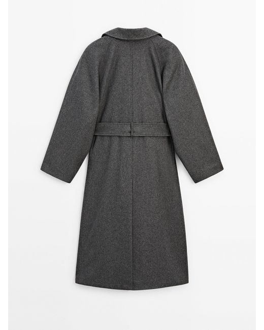 MASSIMO DUTTI Gray Belted Oversize Coat