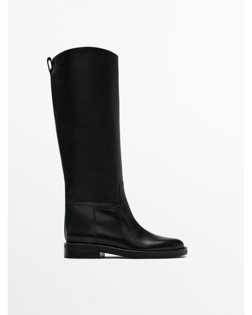 MASSIMO DUTTI Black Riding-Style Boots