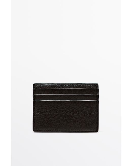 MASSIMO DUTTI Black Nappa Leather "Magic" Wallet for men