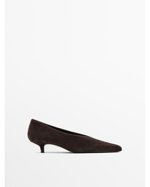 MASSIMO DUTTI Soft Suède Pump in het White