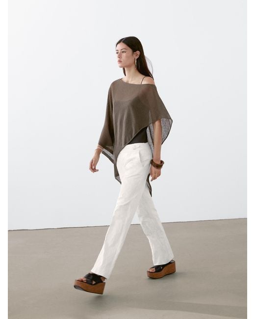 MASSIMO DUTTI White Asymmetric Linen Blend Cape