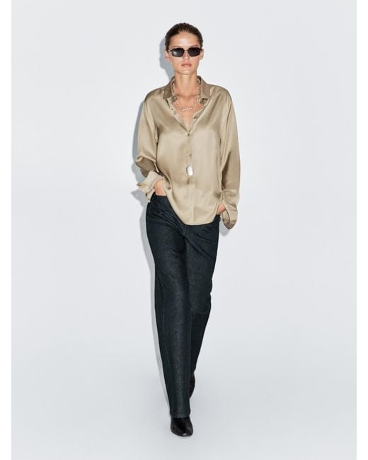 MASSIMO DUTTI Natural Fließendes Hemd