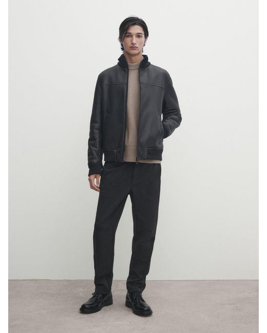 Chaqueta Bomber Piel Doble Faz MASSIMO DUTTI de hombre de color Black
