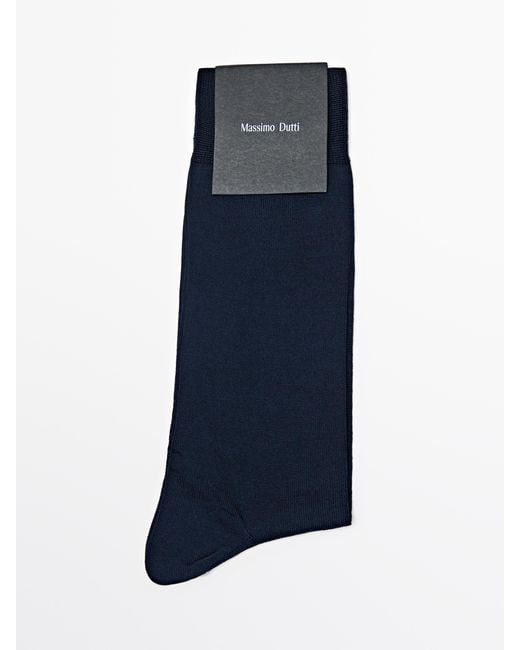 MASSIMO DUTTI Blue Plain Smart Socks for men