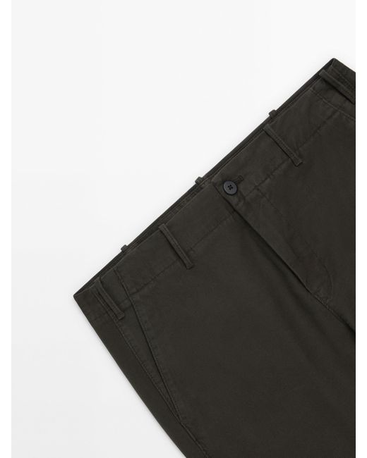 MASSIMO DUTTI Micro Twill Tapered Fit Chino Trousers in Black for Men ...