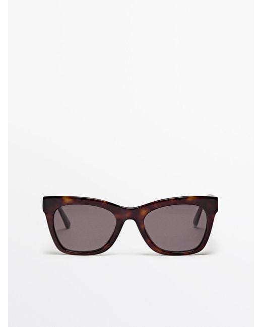 MASSIMO DUTTI Brown Square Tortoiseshell Effect Sunglasses