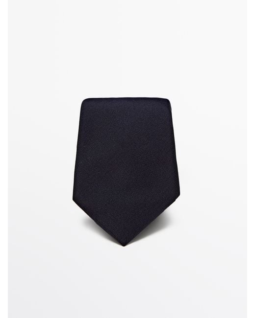 MASSIMO DUTTI Blue Cotton And Silk Blend Twill Tie for men