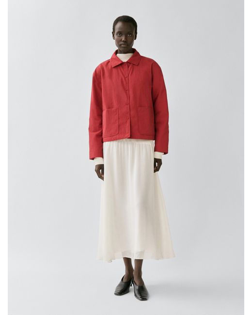 MASSIMO DUTTI Red Short Puffer Jacket With Pocket