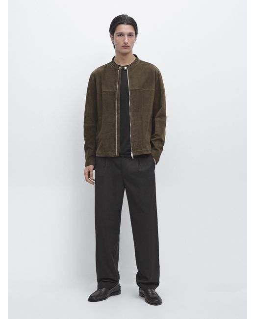 MASSIMO DUTTI Multicolor Suede Leather Jacket for men