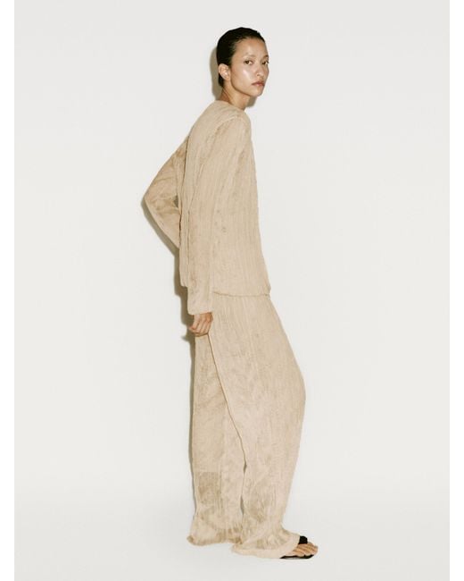 Pantaloni Morbidi Plissettati di MASSIMO DUTTI in Natural