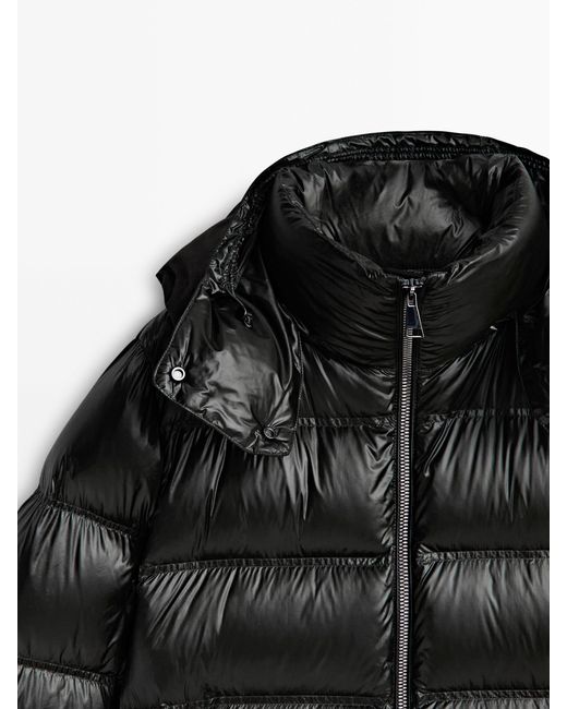 MASSIMO DUTTI Jacket With Down And Feather Padding And Contrast Hood in