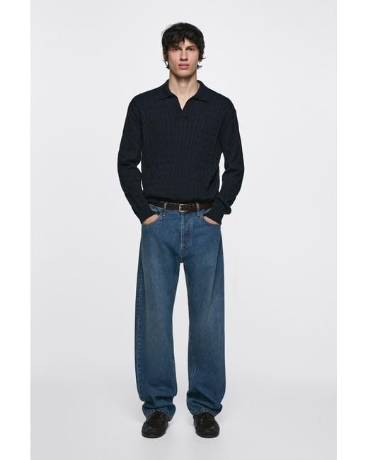 MASSIMO DUTTI Blue Wide-Leg Jeans for men